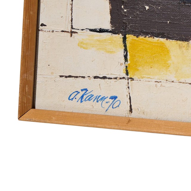 Alf Kahn Mid Century Signed 1970 Swedish Oil on Canvas Painting For Sale - Image 4 of 4
