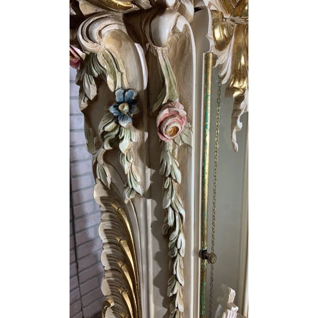 Vintage Italian Rococo Carved and Painted Cherub/Angel Grandfathers Clock For Sale In Chicago - Image 6 of 12