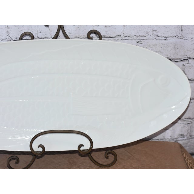 White Dansk Design Fine Porcelain Molded Fish Pattern Serving Platter Plate For Sale - Image 8 of 8