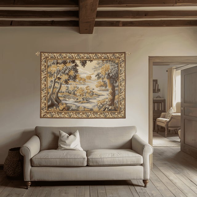 This tapestry is inspired from a fine example of a classical Verdure Tapestry, such as those woven in the traditional...
