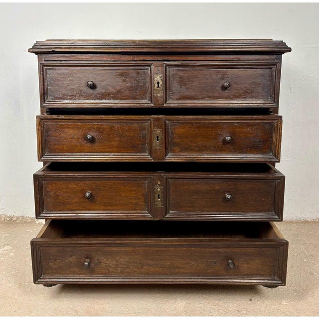 Spanish Baroque Oak Chest of Drawers, 1880 For Sale - Image 9 of 14