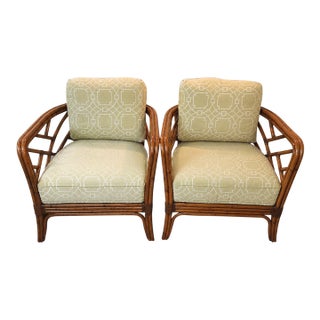 Pair Lexington Furniture Coastal Rattan Lounge Chair – Vintage 1980s For Sale