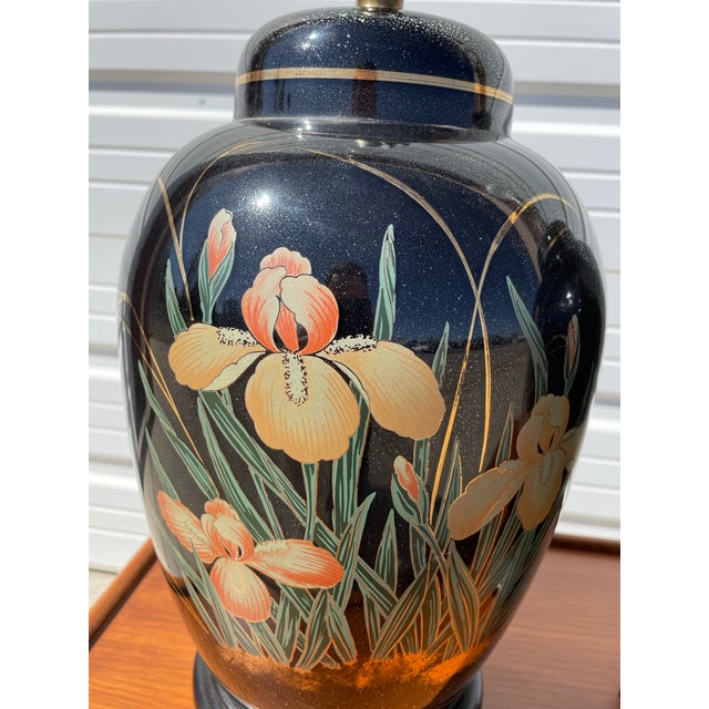 Black Pair of Mid 20th Century Vintage Asian Ginger Jar Lamps For Sale - Image 8 of 12