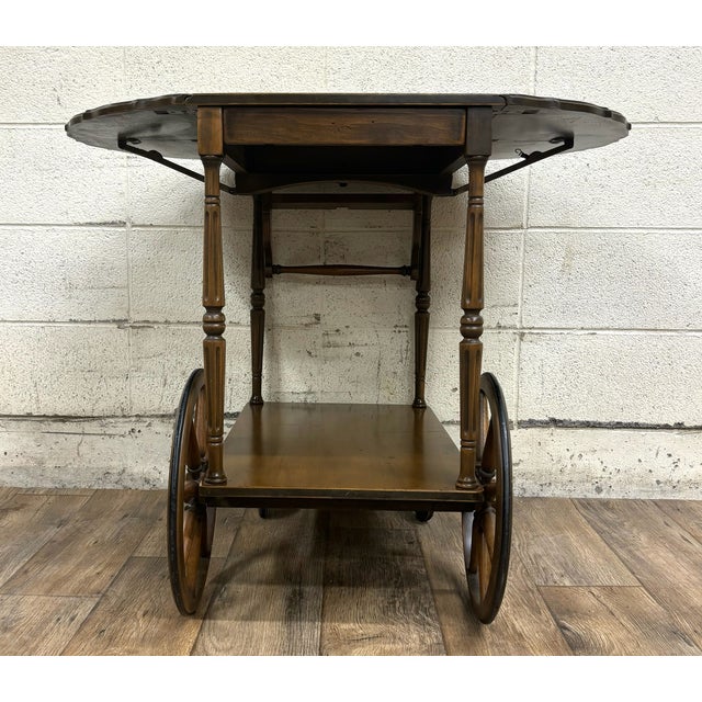 Vintage Solid Maple Drop Leaf Tea Cart Bar Cart | Chairish