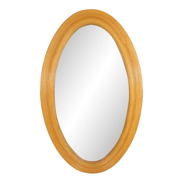 Bamboo Reed Oval Mirror For Sale