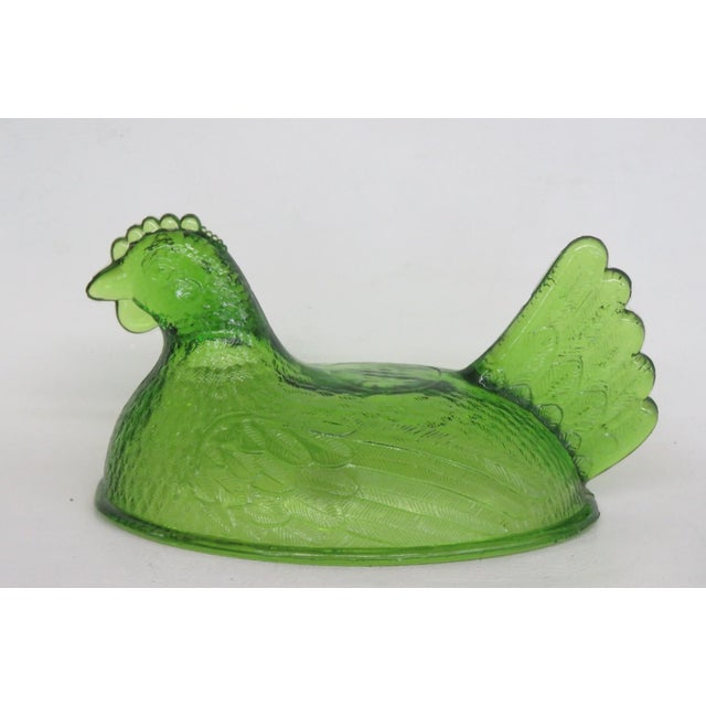 Indiana Glass Mid Century Green Hen on Nest Dish Cover Lid Only No Bottom 4936b For Sale - Image 12 of 14