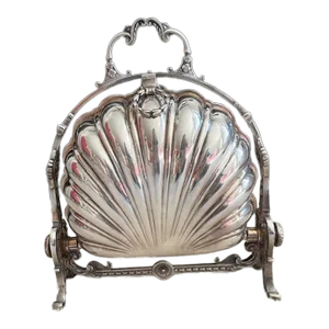 Mid-Late 19th Century English Silver Plate Scallop Shell Bun Warmer