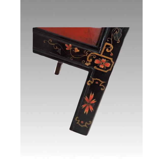 Fine Chinese Black, Red and Gold Hand Carved Cherry Blossom Multi Panel Wood Cabinet or Cupboard For Sale - Image 9 of 12