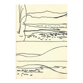 1960s Robert Angeloch Coastal Drawing For Sale