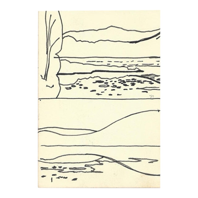 1960s Robert Angeloch Coastal Drawing For Sale