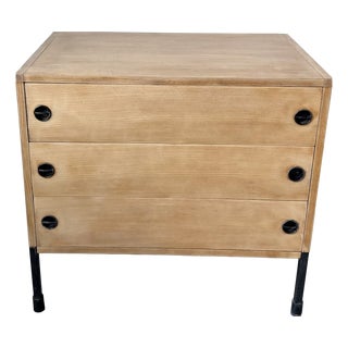Chest of 3 Drawers in Oak and Lacquered Metal from ARP, France, 1960s For Sale
