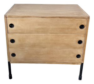 Chest of 3 Drawers in Oak and Lacquered Metal from ARP, France, 1960s