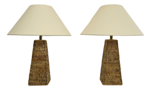 Mid-Century Rattan Table Lamps, 1970s Set of 2