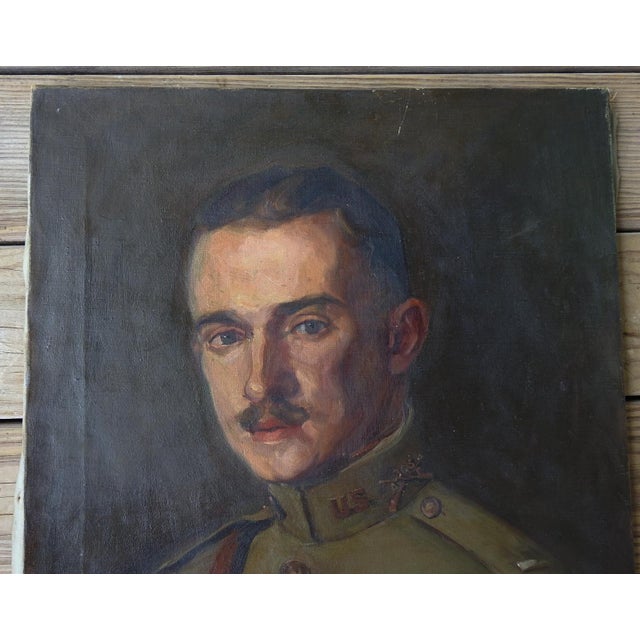 American Early 20th Century Ww1 Soldier Portrait Painting For Sale - Image 3 of 11