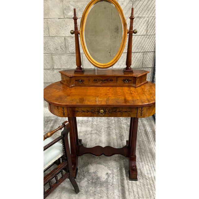 1940s Biedermeier Style Dressing Table With Stool - Set of 2 For Sale - Image 10 of 11