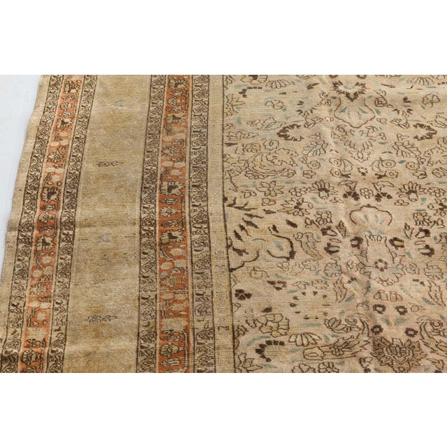 Textile Early 20th Century Persian Meshad Camel, Brown, Orange Handwoven Wool Rug For Sale - Image 7 of 10