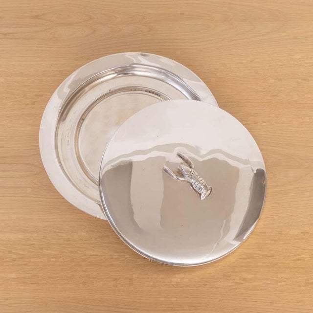 1940s Alpaca Silver Lobster Serving Tray With Lid, Spain For Sale - Image 13 of 15