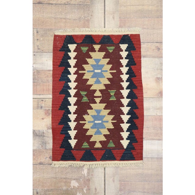Textile Vintage Persian Shiraz Kilim Rug - 02'00 X 02'11 For Sale - Image 7 of 8