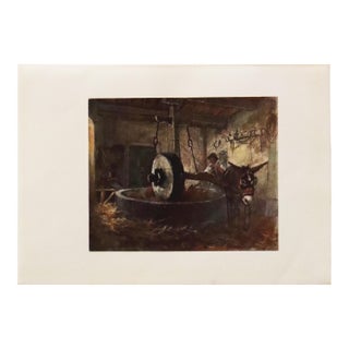 1905 Italian Original Print - Tuscan Oil Press - From Book Florence & Some Tuscan Cities (1905) For Sale