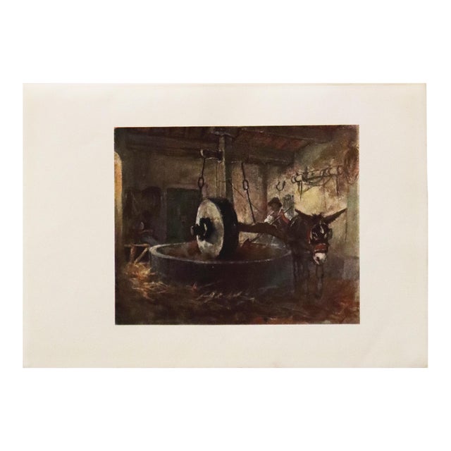 1905 Italian Original Print - Tuscan Oil Press - From Book Florence & Some Tuscan Cities (1905) For Sale