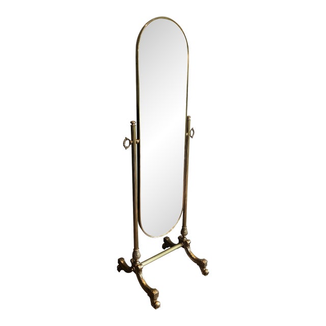 Neoclassical brass Psyche mirror in the style of Maison Jansen For Sale