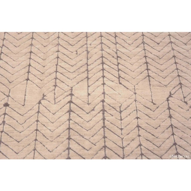 Modern Nazmiyal Collection Large Primitive Motif Ivory Modern Area Rug For Sale - Image 3 of 8
