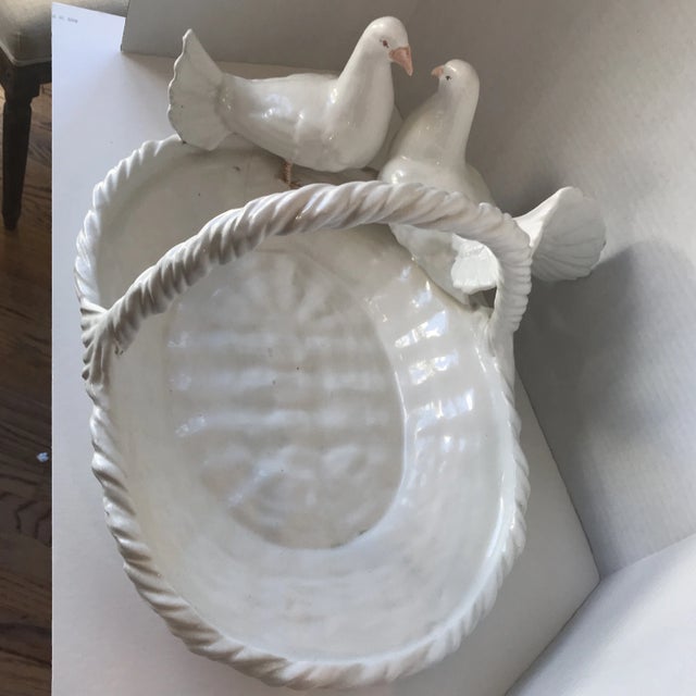 Here is a “Wow Piece”! One of a kind and such a beautiful statement accessory. White ceramic dove basket which is a...