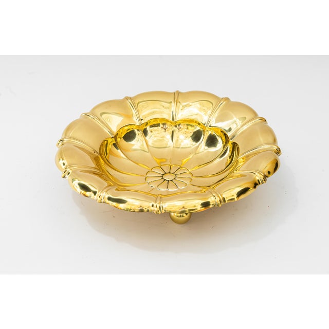 Art Deco Brass fruit bowl vienna around 1920s. Brass polished and stove enameled.