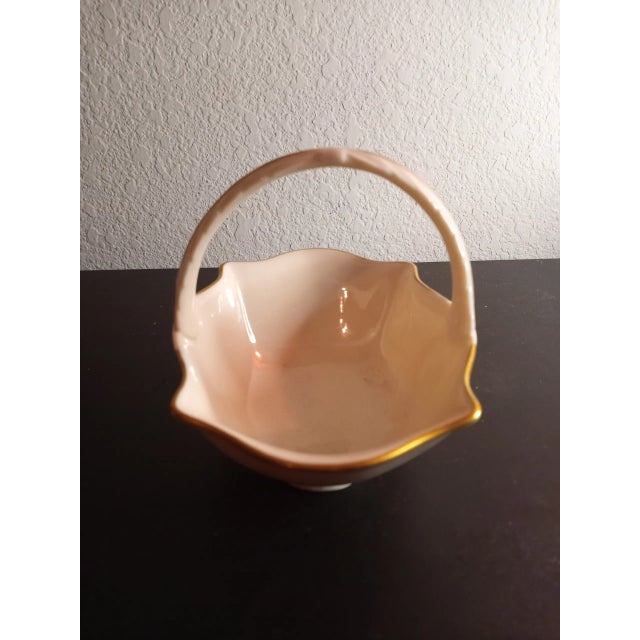 1980s Lenox Ivory Beige Porcelain Decorative Basket For Sale - Image 5 of 8