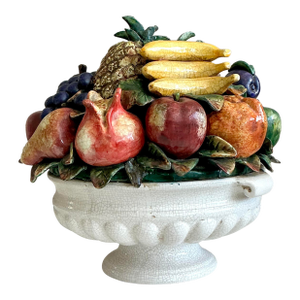 Vintage Regency Monumental Glazed Ceramic Bowl of Fruit