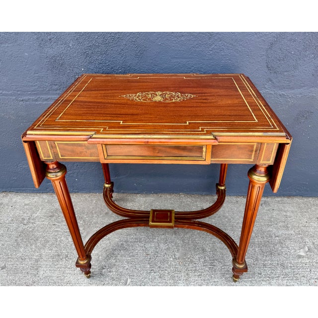Louis XVI-Style Brass Inlaid Writing Table For Sale In Los Angeles - Image 6 of 12
