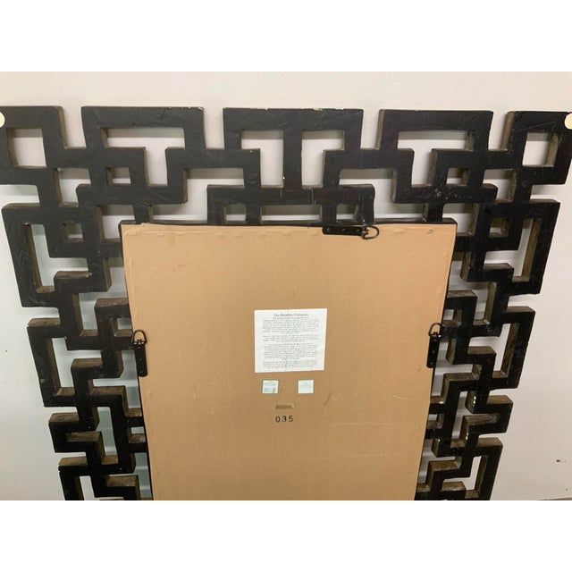 Wood Greek Key / Labyrinth Inspired Large Geometric Wall Mirror – Black & Gold - Global Eclectic, Palm Beach Regency - 34.5” X 45” See Pics! For Sale - Image 7 of 8