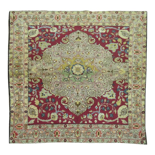 Antique Turkish Sivas Square Size Throw Scatter Rug - 4'1" x 4'4" For Sale