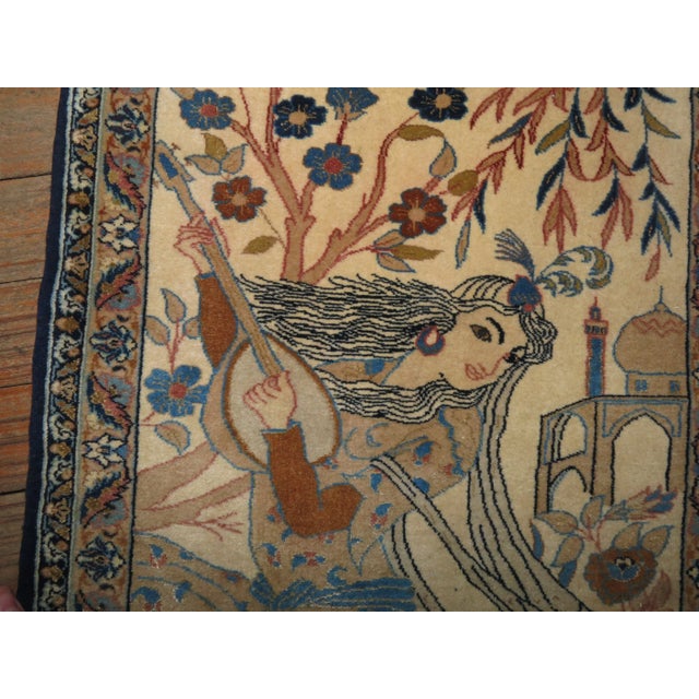 Mid-Century Modern Super Fine Mid Century Nain Musical Rug - 1'5" x 1'9" For Sale - Image 3 of 6