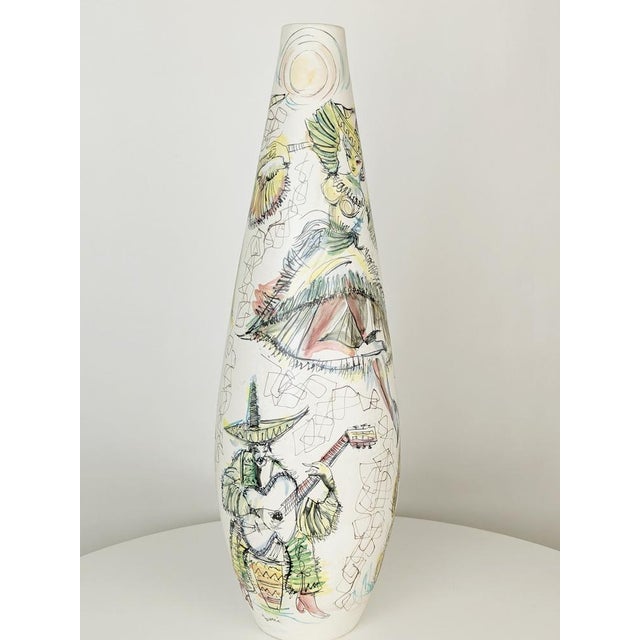 Large Decorative Vase with Hand-Painted Mariachi and Dancers Scene, 1950s-1960s For Sale - Image 11 of 17