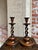 English Antique English Oak Open Barley Twist Candlesticks Jacobean Pair C1890 11.0” For Sale - Image 3 of 18