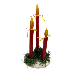 Vintage Wooden Holiday Candle Centerpiece Folk Art