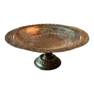 Large Antique Copper Pedestal Bowl