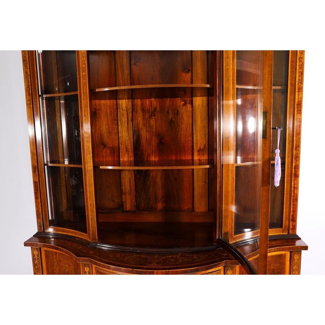 Antique 19th Century Marquetry Serpentine Display Cabinet from Edwards & Roberts For Sale - Image 6 of 18