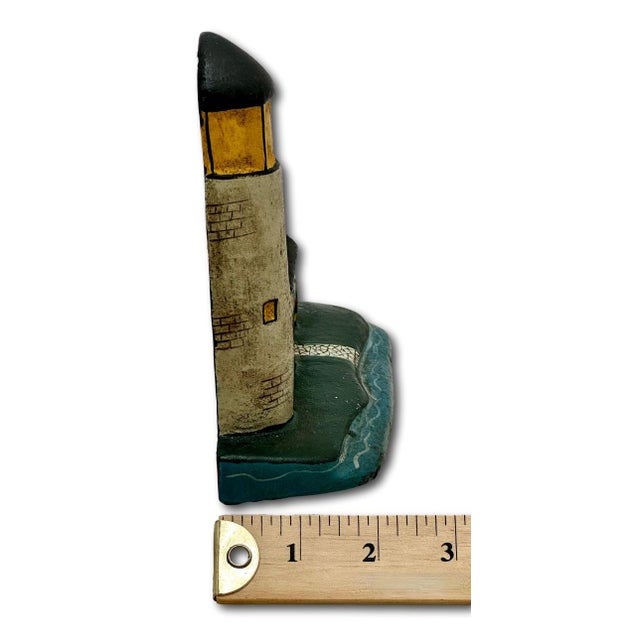 Excellent Antique American Cast Iron New England Cape Cod Lighthouse & Salt Box Cottage Doorstop Circa 1920s For Sale - Image 18 of 18