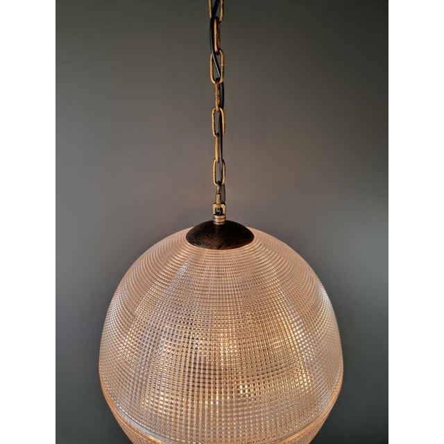 Metal Art Deco Paris Street Lamp Style Prismatic Glass Globe Pendant Chandelier For Sale - Image 7 of 11