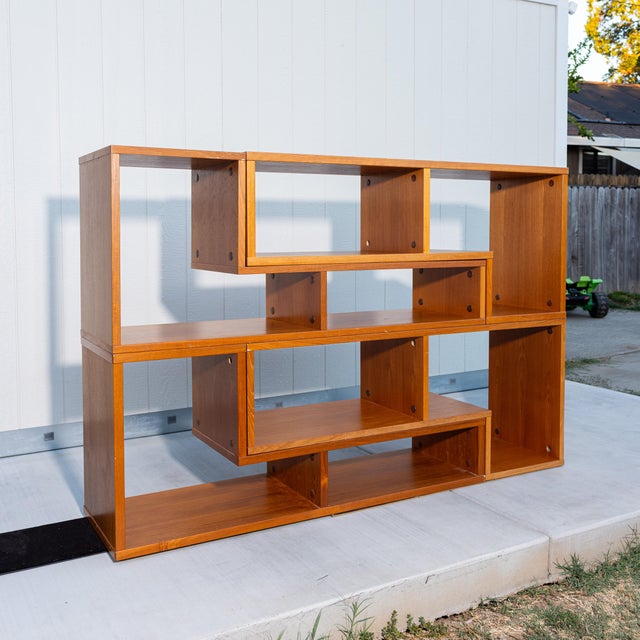 Vintage Scandinavian Teak Modular Puzzle Wall Unit Room Divider, 4 Pieces For Sale - Image 4 of 18