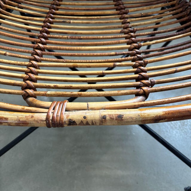 Black Mid-Century Modern Rattan Lounge Chairs, 1950s, Set of 2 For Sale - Image 8 of 10