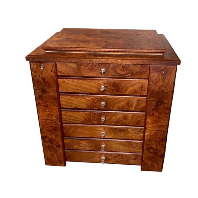 Agresti Lo Scrigno Briar & Mahogany Jewelry Armoire. Italy, 21st Century. For Sale - Image 13 of 14
