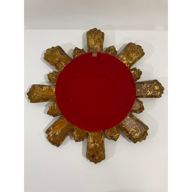 1950s Italian 14.5" Giltwood Sunburst Wall Mirror For Sale - Image 15 of 18