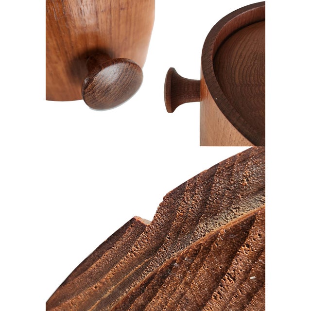 Chestnut Mid 20th Century Large Teak Wood Ice Bucket With Lid in the Style of Digsmed For Sale - Image 8 of 12