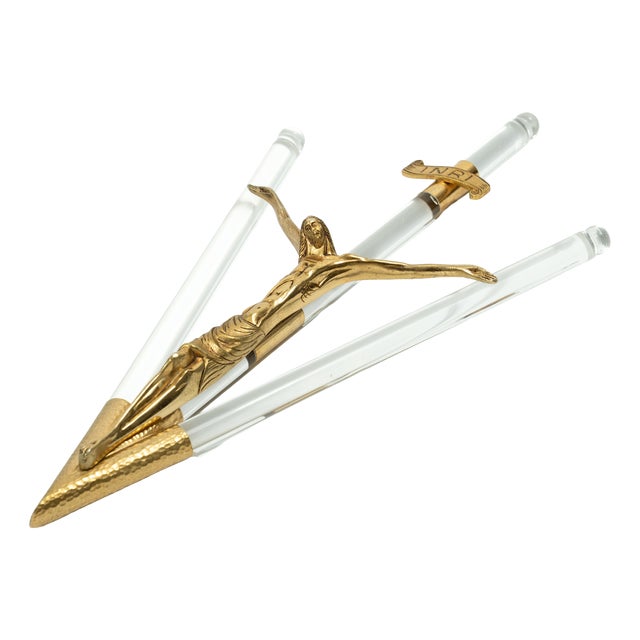Hollywood Regency Crucifix in Acrylic, 1970s For Sale
