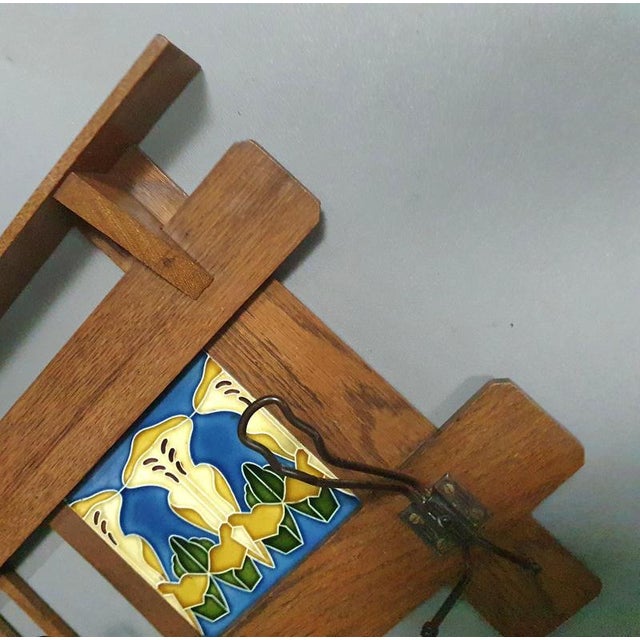 Art Nouveau Wall Coat Rack with Tiles For Sale - Image 12 of 18