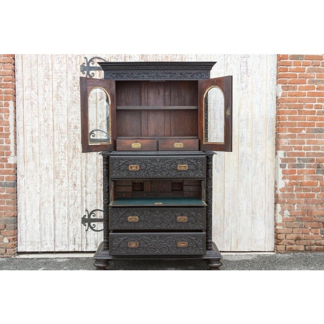 19th Century Antique Anglo-Indian Secretary Cabinet For Sale - Image 5 of 13