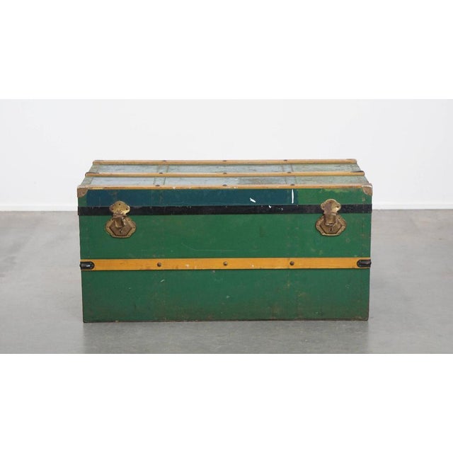 Large Antique Travel Chest with Handles, Early 1900s For Sale - Image 3 of 16